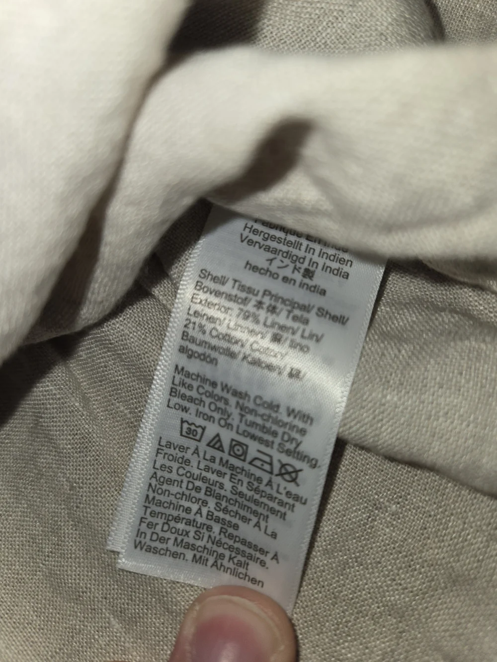 J Crew Shirt Mens XL Gray White Slim Fit Button Down Linen Long Sleeve
